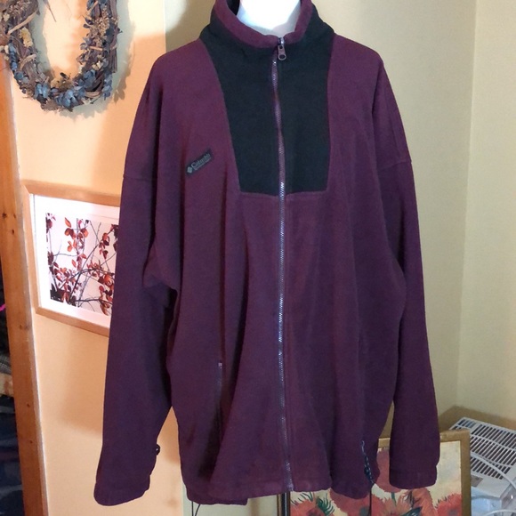 VINTAGE COLUMBIA Size 2x XXL Fleece Zip-Front USA Deep Wine + Black WARM Outdoor - Picture 11 of 14